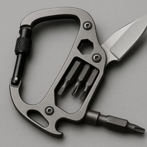 Multi Tool Carabiner with Integrated Screwdriver Bits